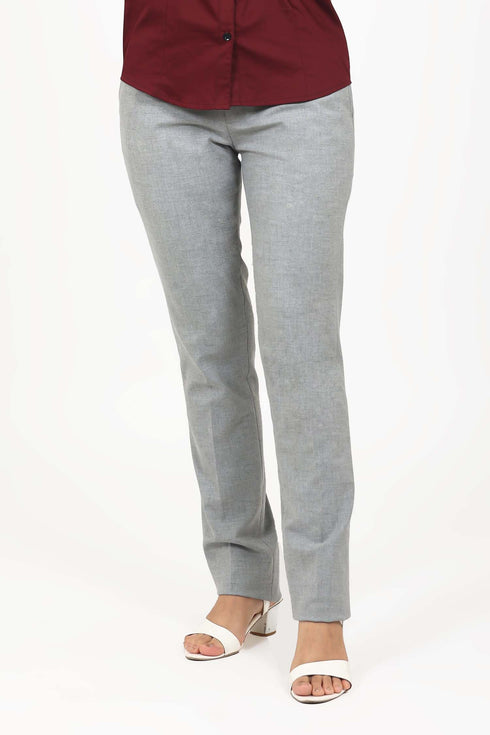 Veshbhoshaa Bluebird Women'S Grey Casual Lycra Formal Trousers